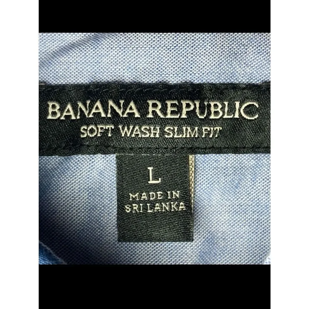 Banana Republic Soft Wash Slim Fit Mini Print Shirt in Navy Blue/Multi Men’s L